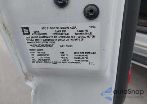 2005 Chevrolet Silverado 2500Hd Lt z USA, uszkodzony, nr VIN 1GCHK23255F855867